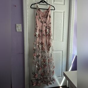 Dress the Population Pink and Brown Embroidered High-low Dress Size XXS